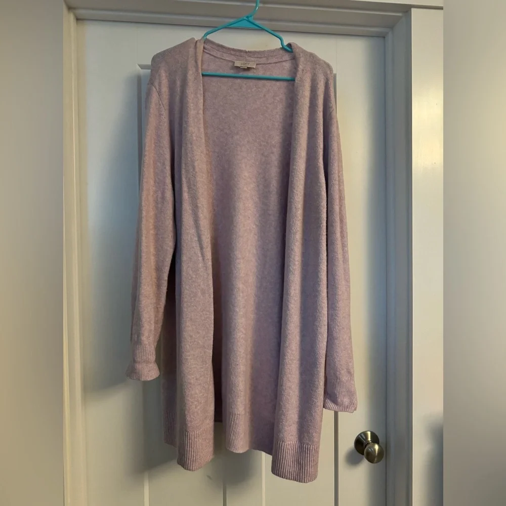 The Loft, long open cardigan. Lavender, Pink, Blue Marble color…pretty and Soft - Picture 1 of 3
